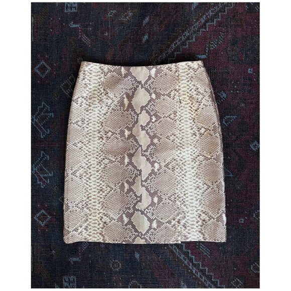 Tory Burch "Mikado" Python Snake Skin Pencil Skirt & Shirt Set | Sz 2 4 | Beige - Picture 9 of 10